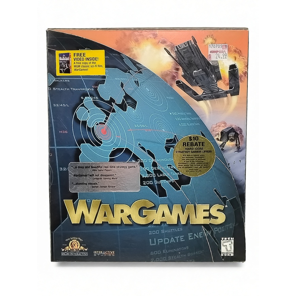 MGM WarGames 1998 PC CD-ROM Game Bonus VHS Film Strategy Big Box Retro Software